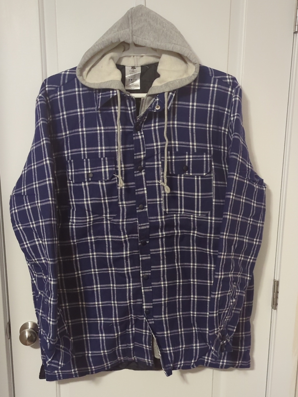 Blue Plaid Hooded Flannel Shirt Jacket